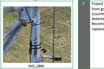Met mast fall arrest cable damage report item