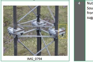 Met mast structural-nut missing report item