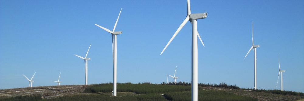 Nordex N90 Gamma wind turbines working on the mountains in Ireland