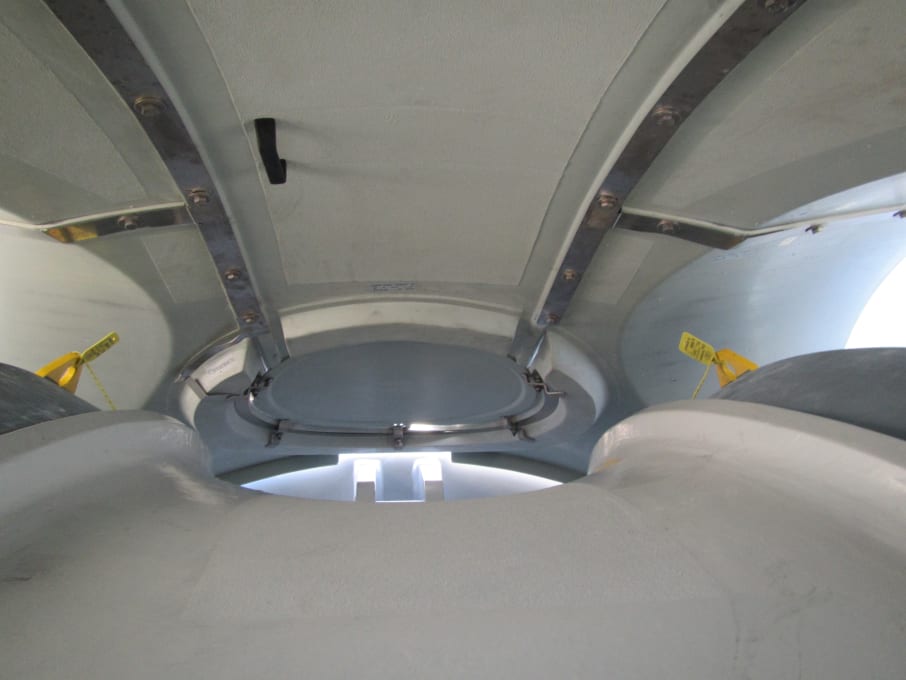 The view inside the hub of a Siemens wind turbine