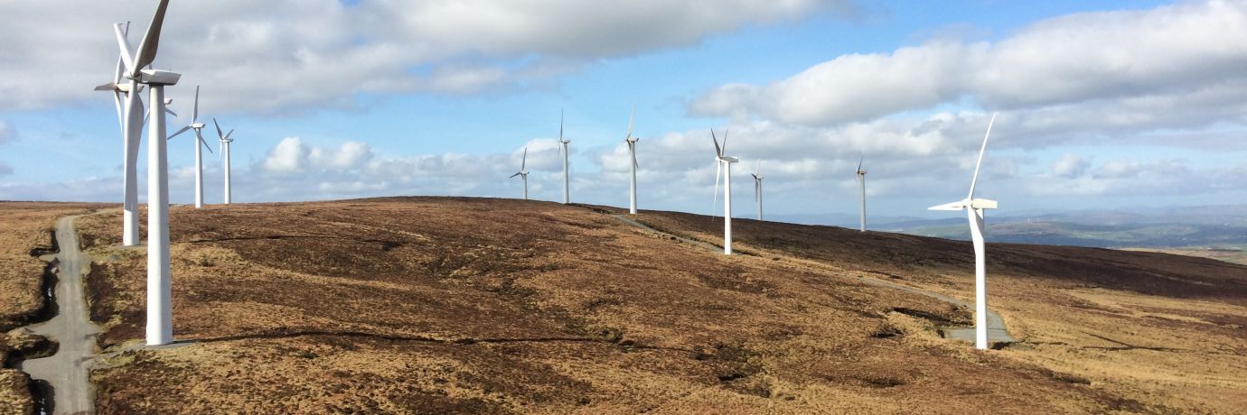 A load of Vestas wind turbines ona  hill in Ireland